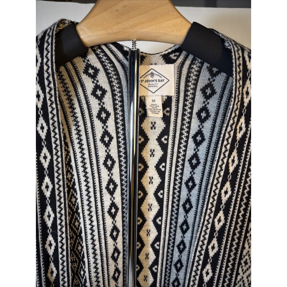 St John’s Bay Aztec 1x Open Sweater Duster Cardigan Boho Western Cowgirl - Picture 2 of 14